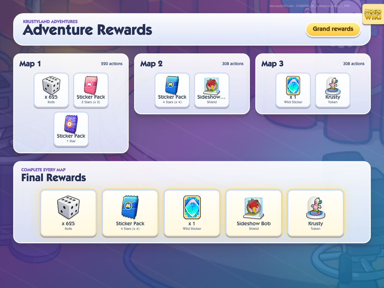 Adventure Club rewards for Krustyland Adventures in Monopoly GO