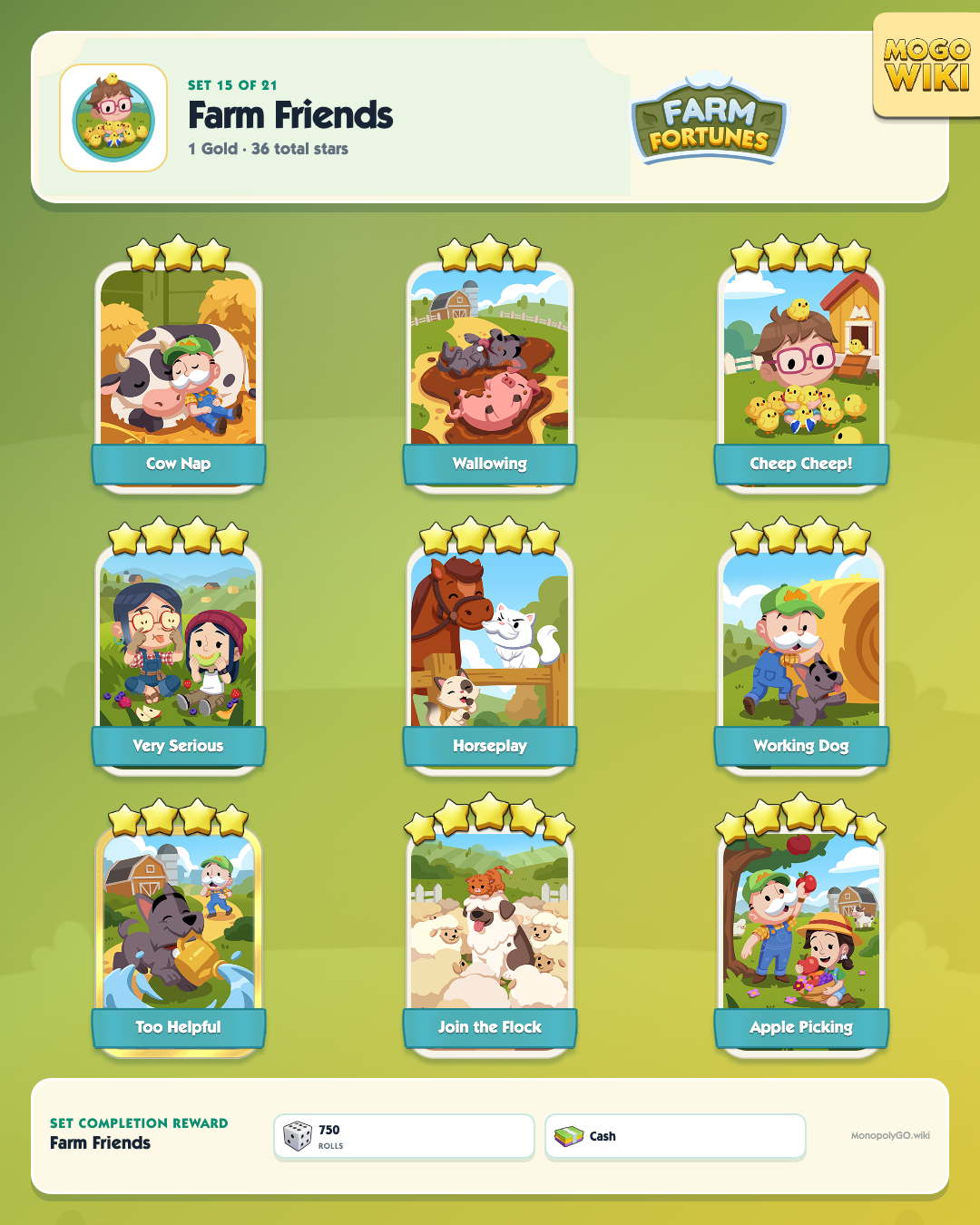 Farm Fortunes set 15, Farm Friends, with all 9 stickers