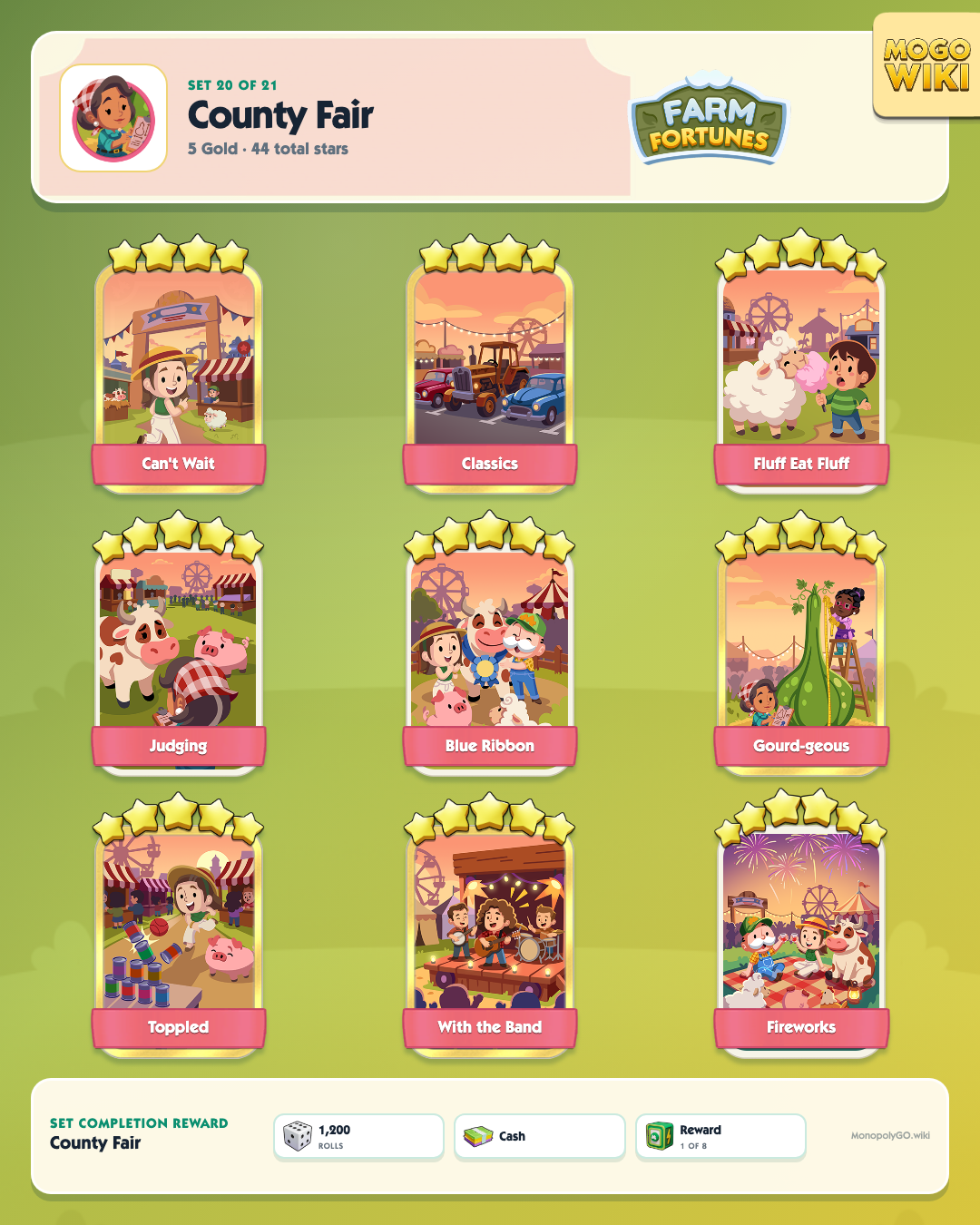Farm Fortunes set 20, County Fair, with all 9 stickers