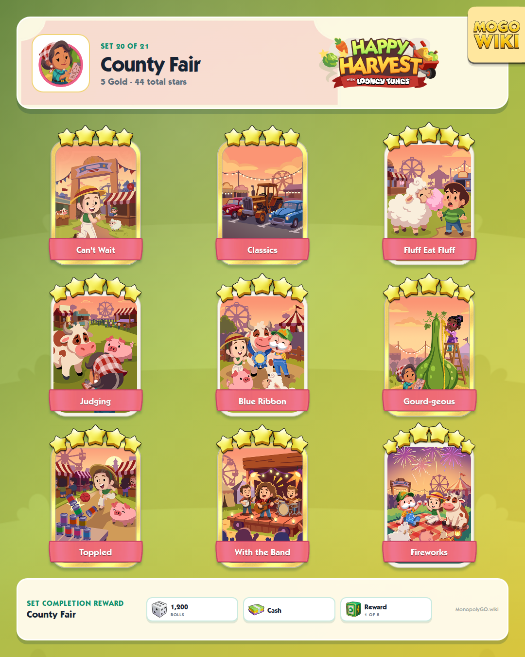 Happy Harvest with Looney Tunes set 20, County Fair, with all 9 stickers