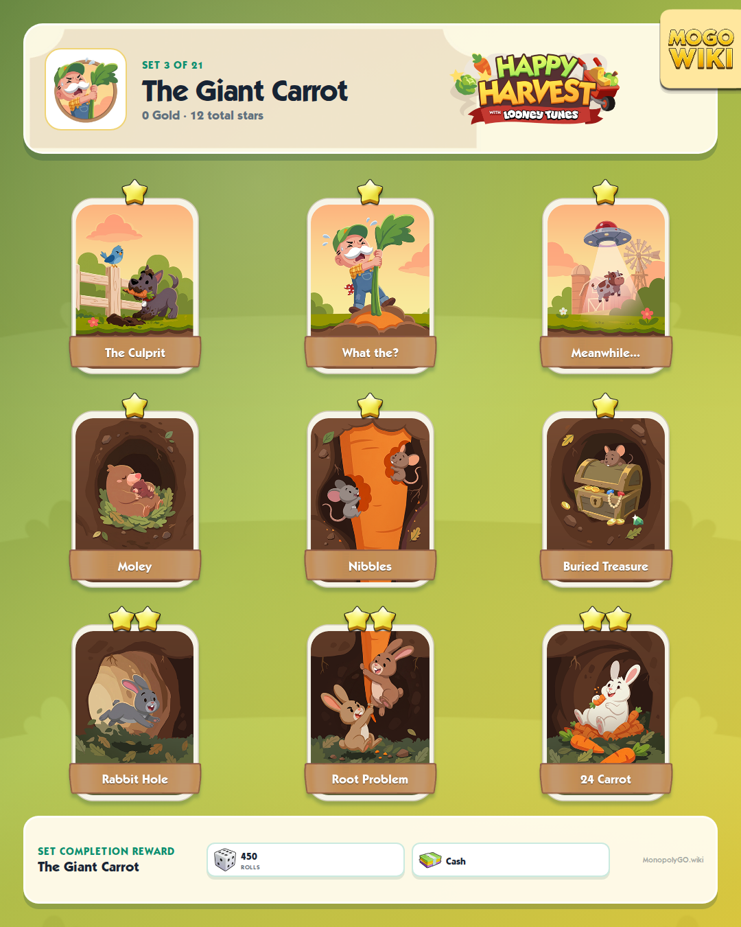 Happy Harvest with Looney Tunes set 3, The Giant Carrot, with all 9 stickers