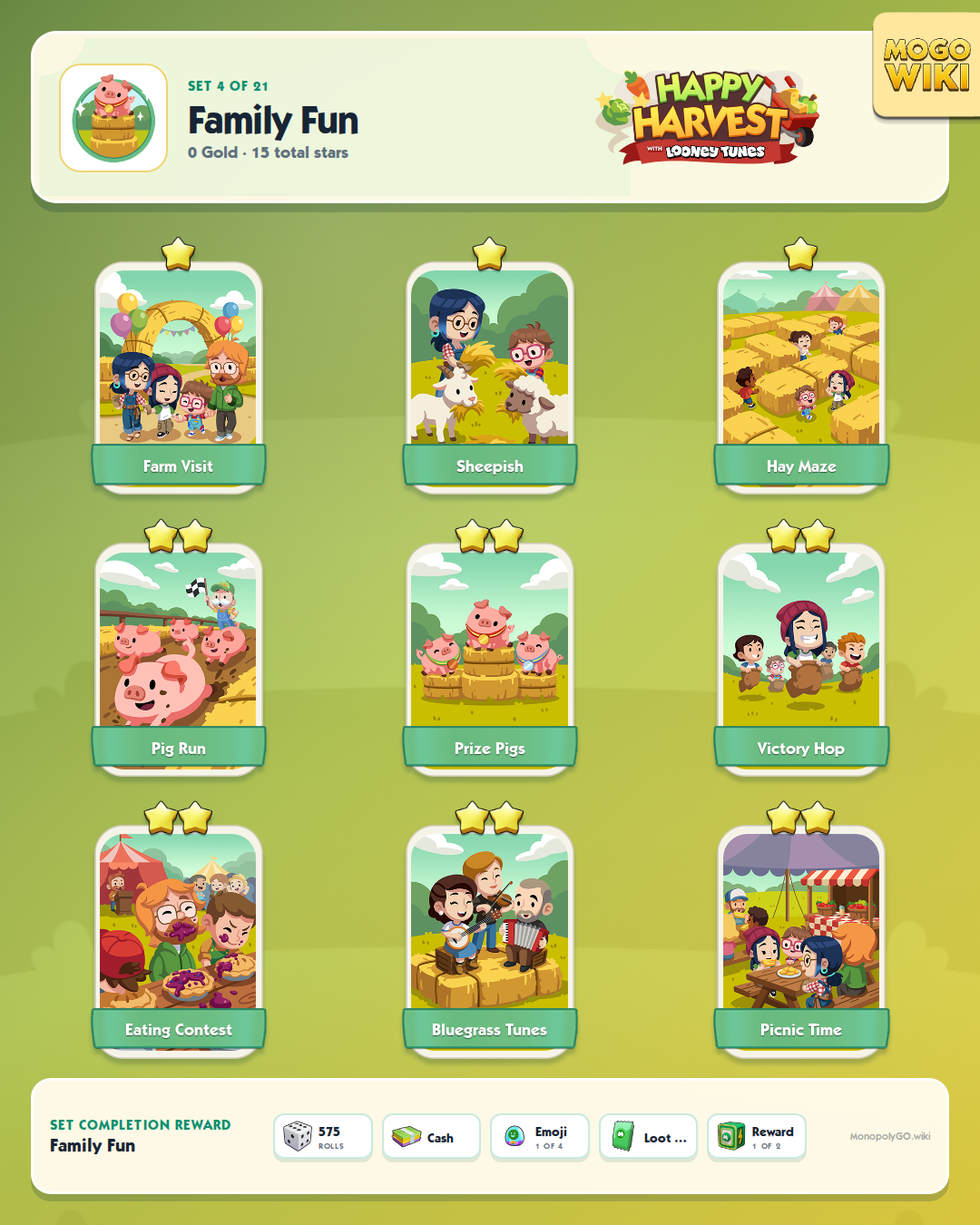 Happy Harvest with Looney Tunes set 4, Family Fun, with all 9 stickers