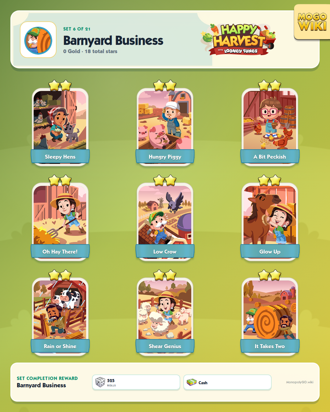 Happy Harvest with Looney Tunes set 6, Barnyard Business, with all 9 stickers