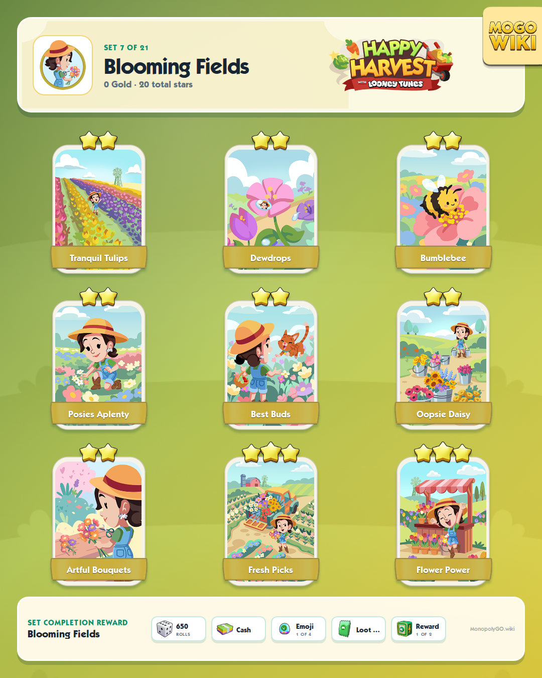Happy Harvest with Looney Tunes set 7, Blooming Fields, with all 9 stickers