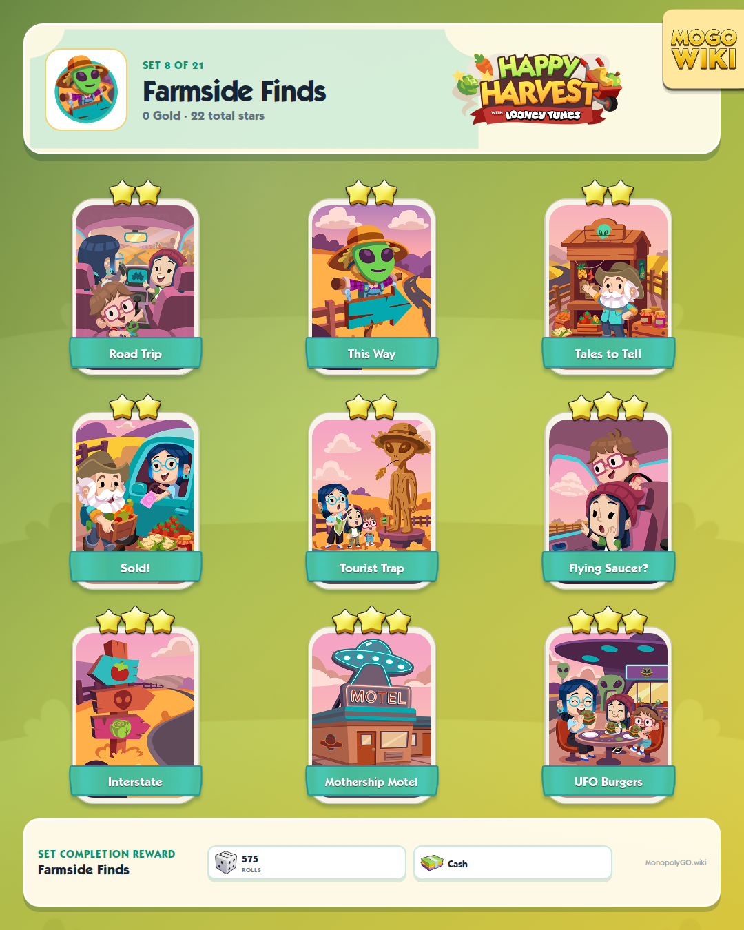 Happy Harvest with Looney Tunes set 8, Farmside Finds, with all 9 stickers