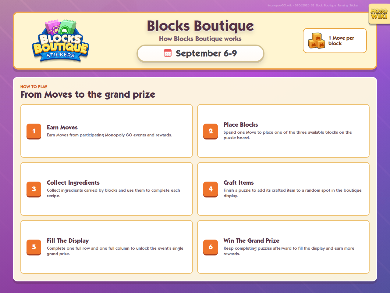 How to play Blocks Boutique in Monopoly GO