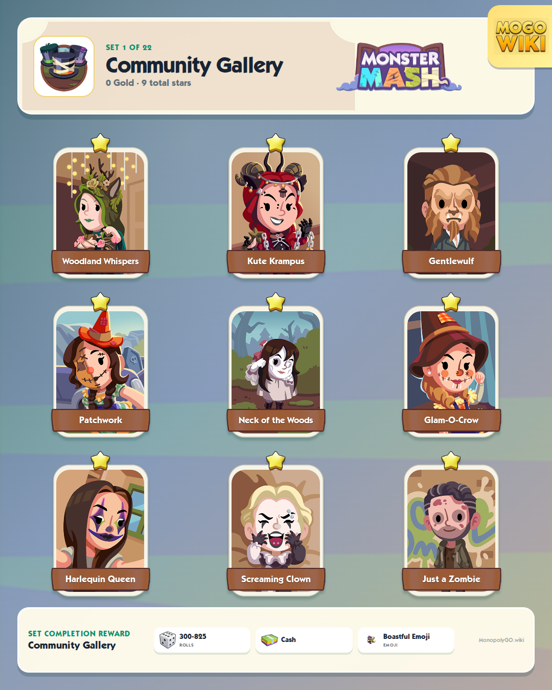 Monster Mash set 1, Community Gallery, with all 9 stickers