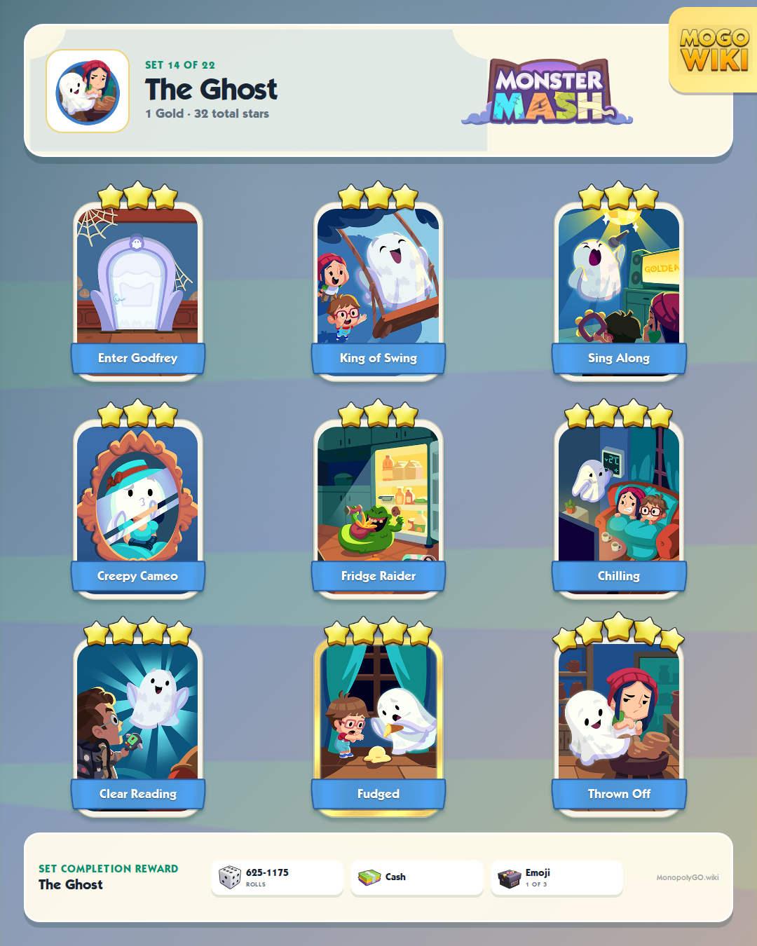 Monster Mash set 14, The Ghost, with all 9 stickers