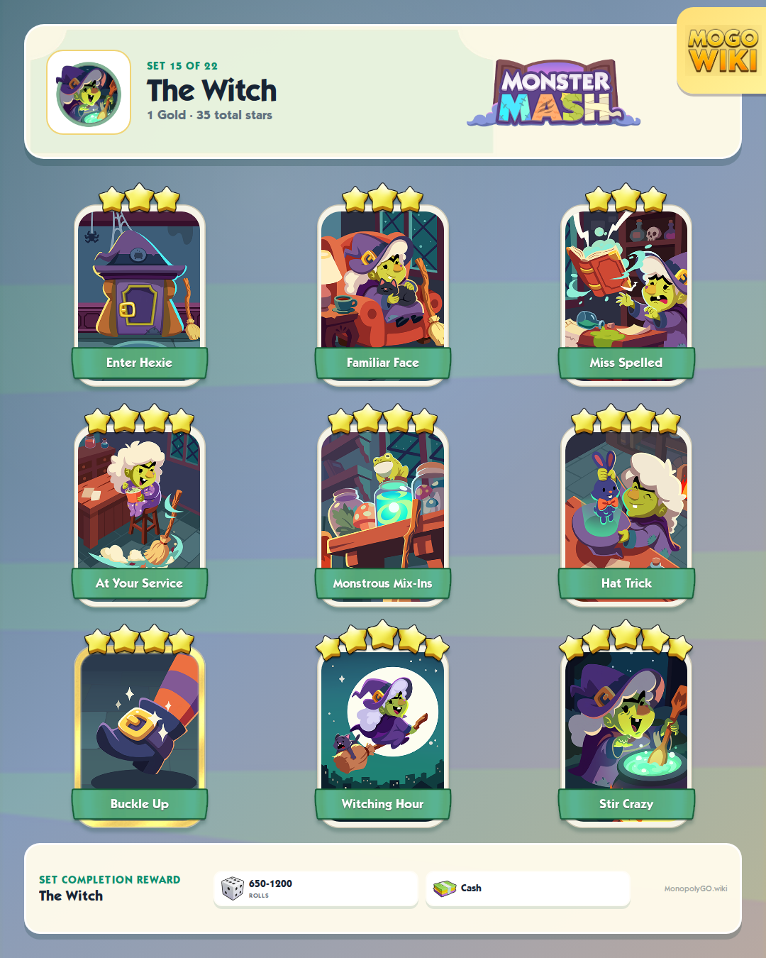 Monster Mash set 15, The Witch, with all 9 stickers