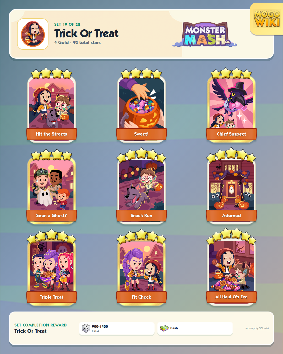 Monster Mash set 19, Trick Or Treat, with all 9 stickers
