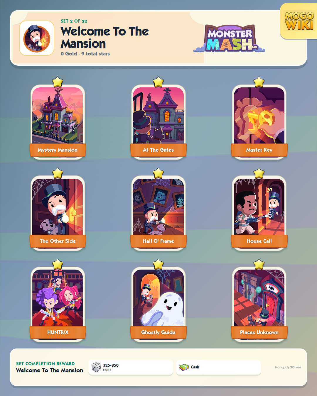 Monster Mash set 2, Welcome To The Mansion, with all 9 stickers