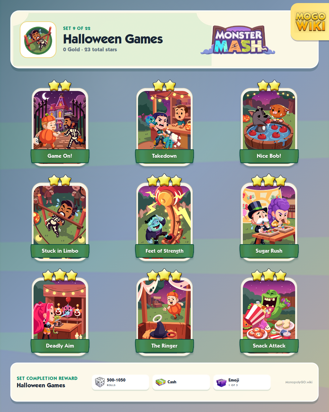 Monster Mash set 9, Halloween Games, with all 9 stickers