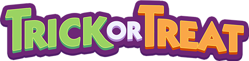 Trick or Treat logo with a ghost and Halloween lettering